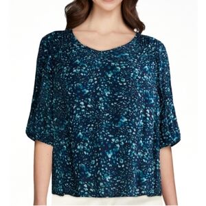 Women's Plus Size Poet Sleeve Blouse Various Sizes  Dark Navy Dot  NWT